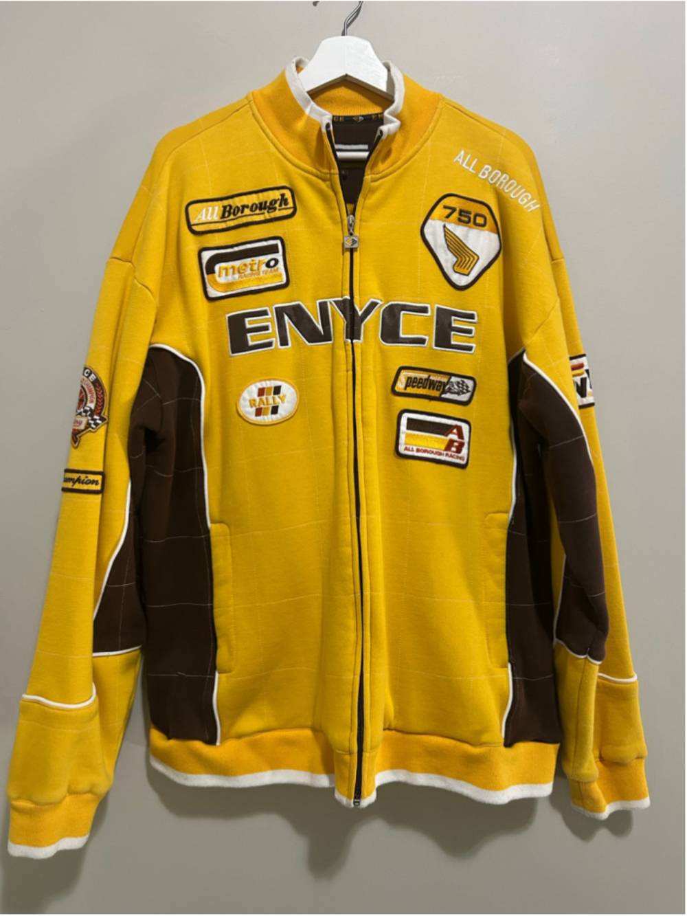 Enyce Patches "750 Sport All Borough" Racing Jacket Y2K Streetwear Collectors XL